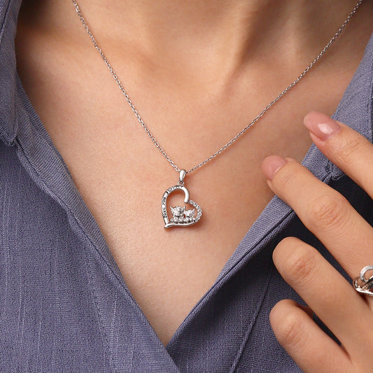 Gnoce Highland Cow Heart Necklace Platinum-plated Silver Blend_6