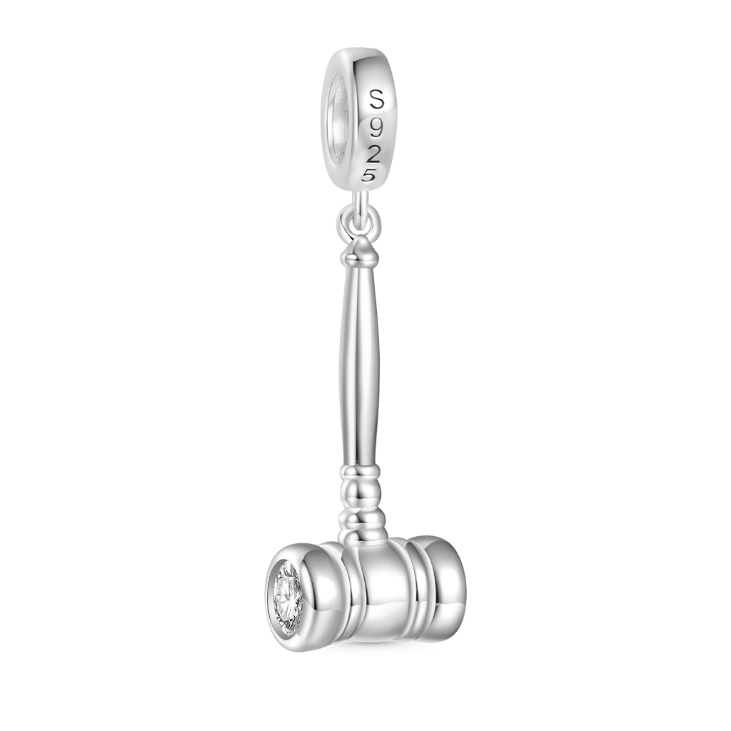 Gnoce Justice Gavel Charm Platinum-plated Silver Blend_2