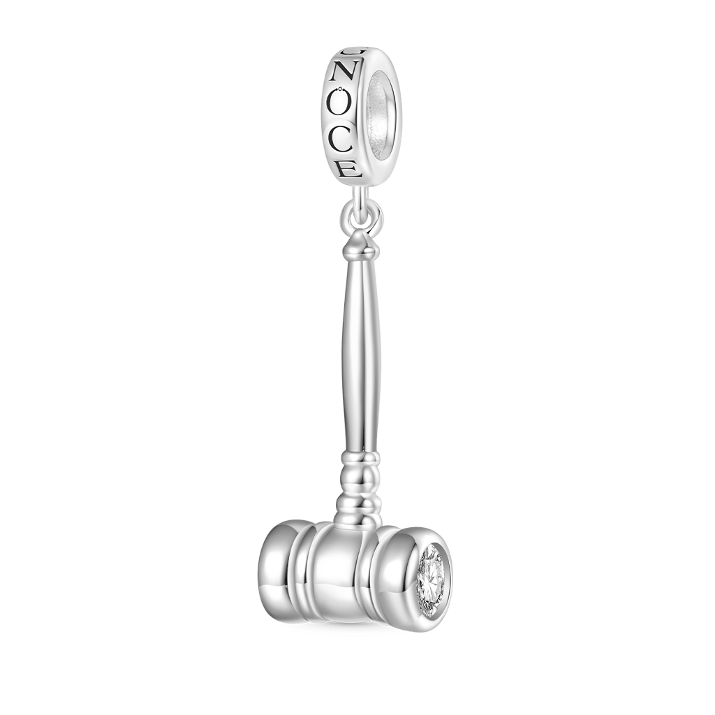 Gnoce Justice Gavel Charm Platinum-plated Silver Blend_1