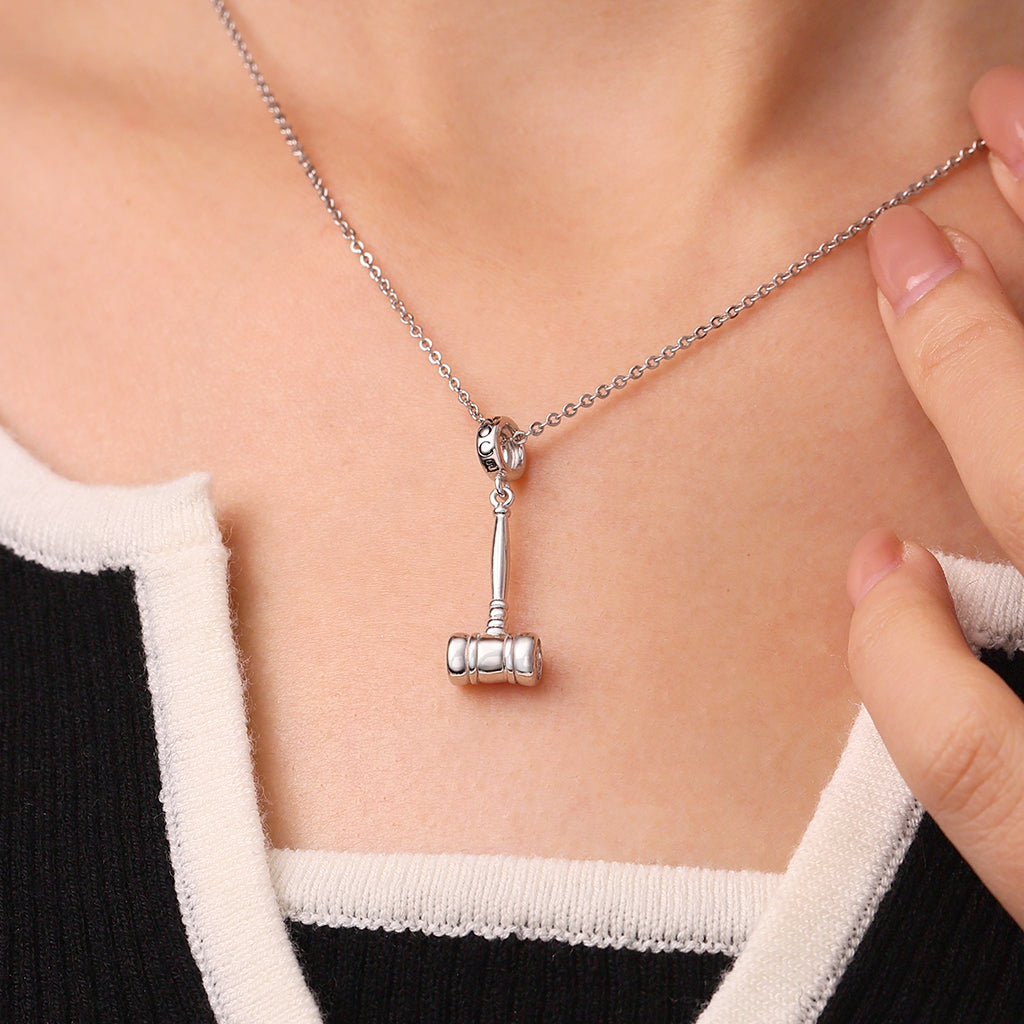 Gnoce Justice Gavel Charm Platinum-plated Silver Blend_5