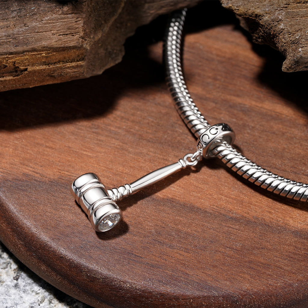 Gnoce Justice Gavel Charm Platinum-plated Silver Blend_3