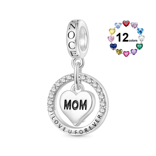 Gnoce I Love U Forever Mom Birthstone Charm Platinum-plated Silver Blend_1