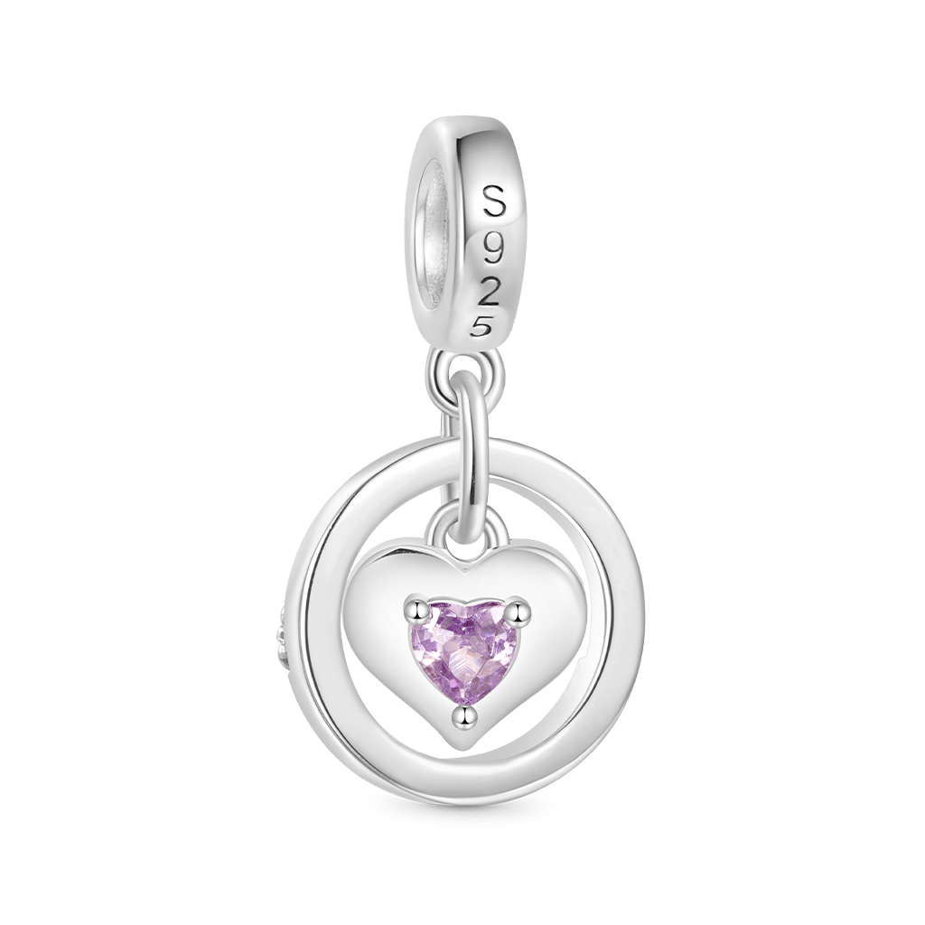 Gnoce I Love U Forever Mom Birthstone Charm Platinum-plated Silver Blend_3