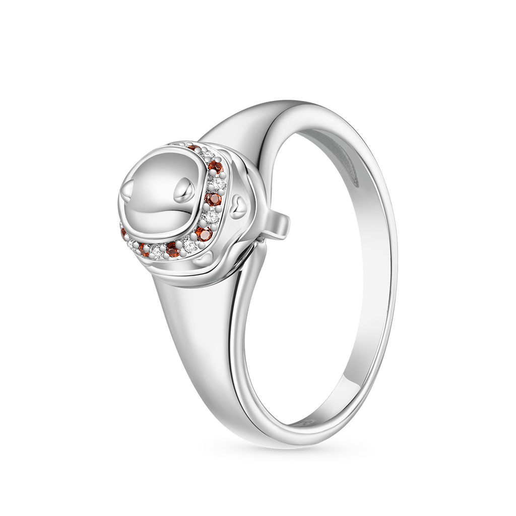 Gnoce Easter Openable Egg Signet Ring Platinum-plated Silver Blend_3