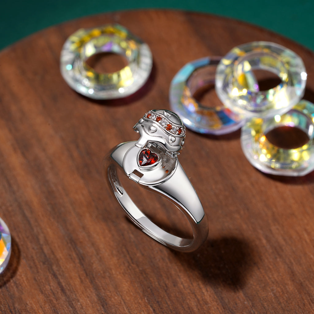 Gnoce Easter Openable Egg Signet Ring Platinum-plated Silver Blend_5