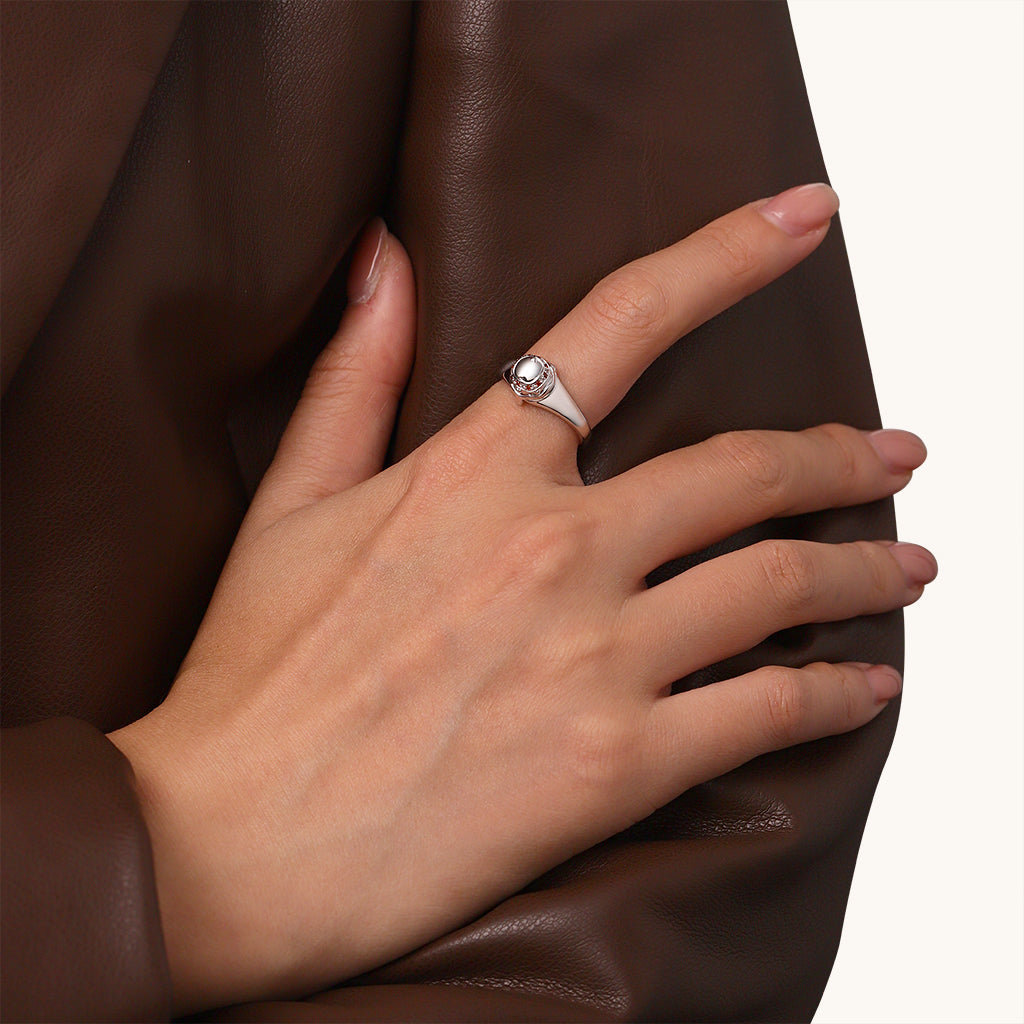 Gnoce Easter Openable Egg Signet Ring Platinum-plated Silver Blend_6