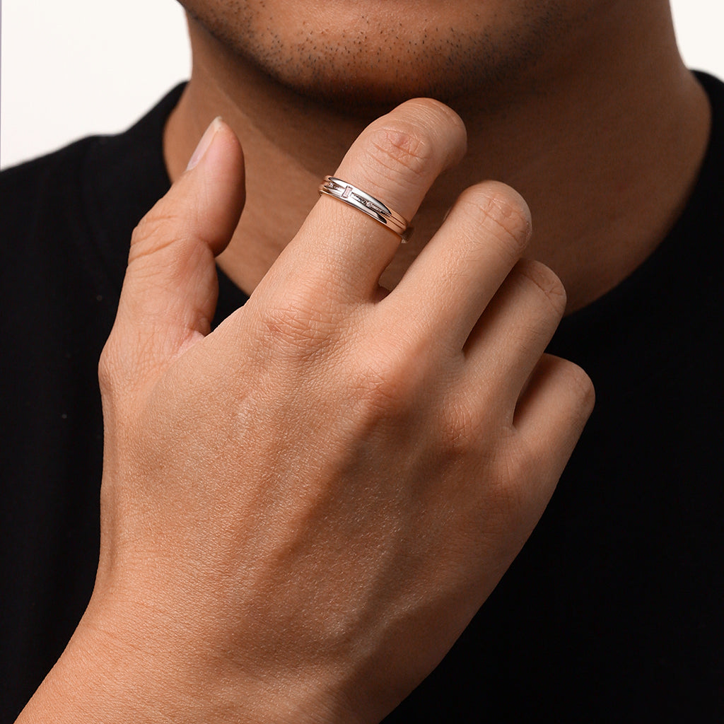 Gnoce Silver Cubic Zirconia Men's Band_5