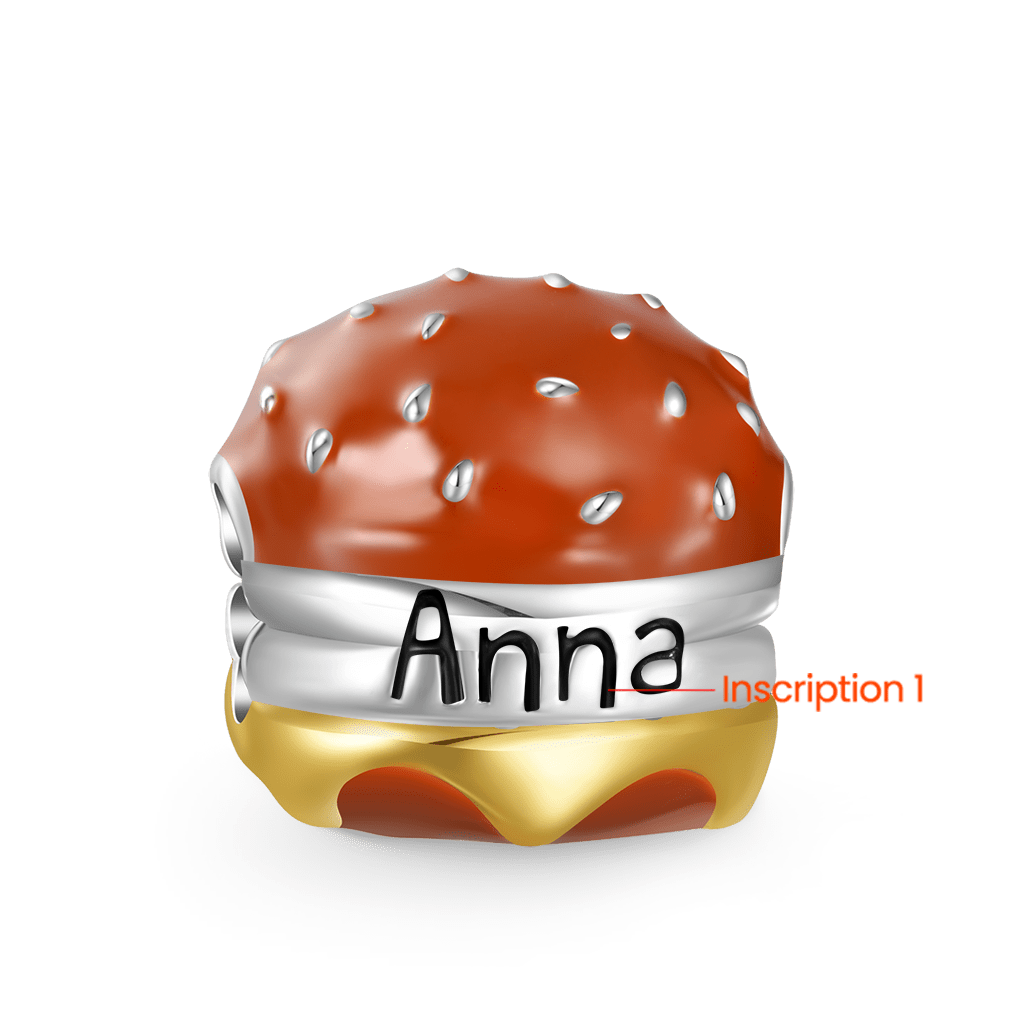 Gnoce Burger Engravable Charm Platinum-plated Silver Blend_2