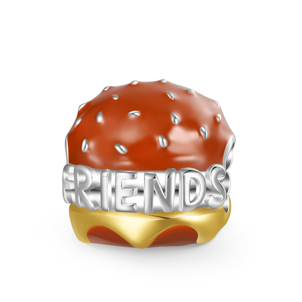 Gnoce Burger Engravable Charm Platinum-plated Silver Blend_1