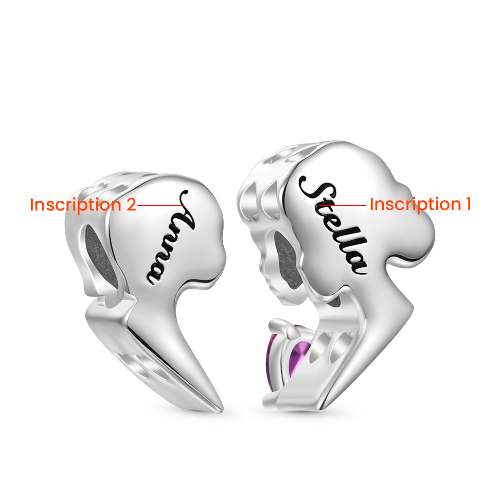 Gnoce Mother Daughter Birthstone Double Charm Platinum-plated Silver Blend_3