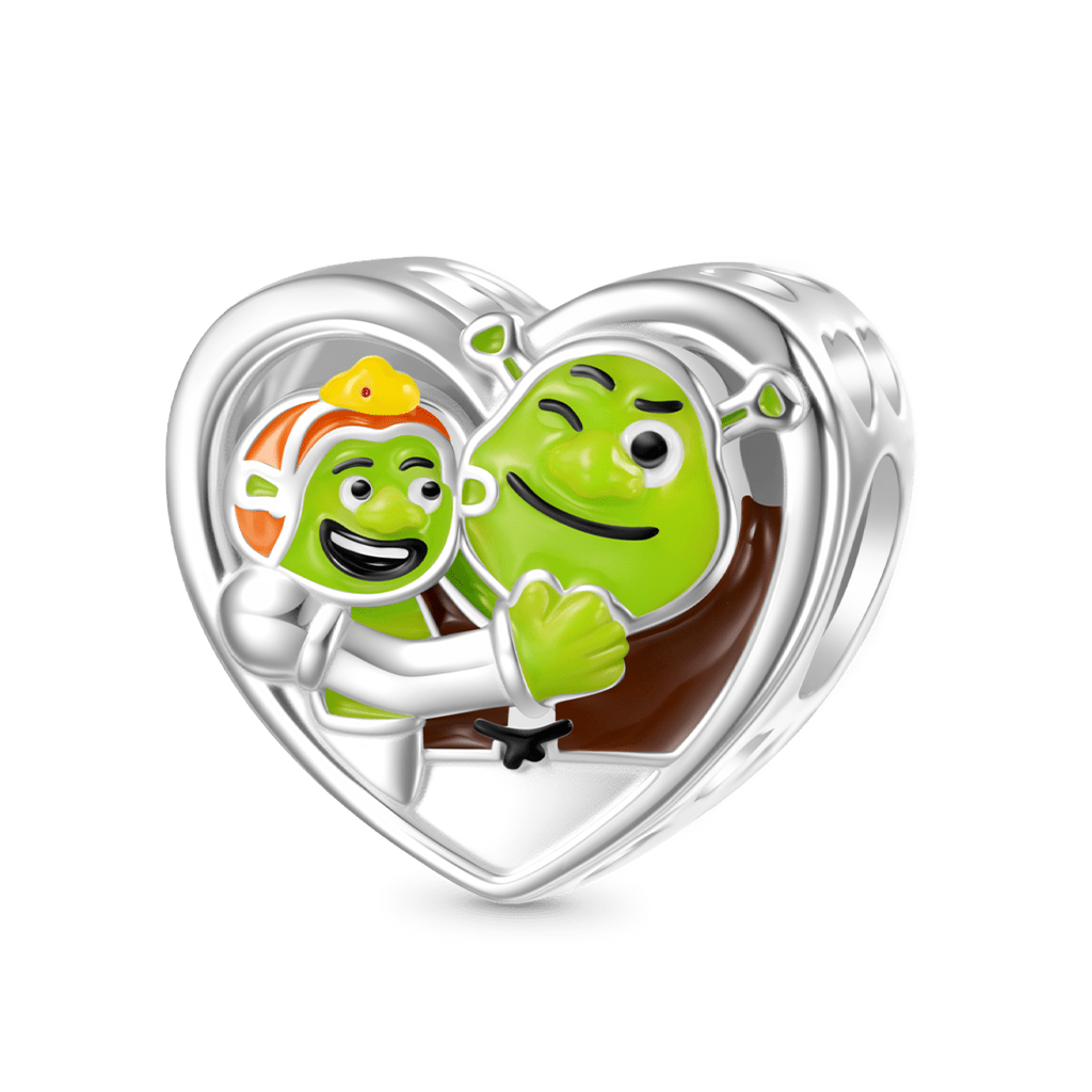 Gnoce 'I LOVE OGRES' Shrek & Fiona Love Heart Charm_1