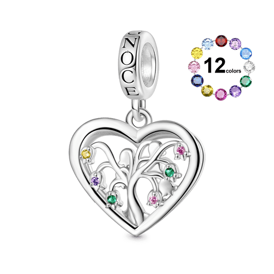 Gnoce Birthstone Lily Tree of Life Charm Platinum-plated Silver Blend_1