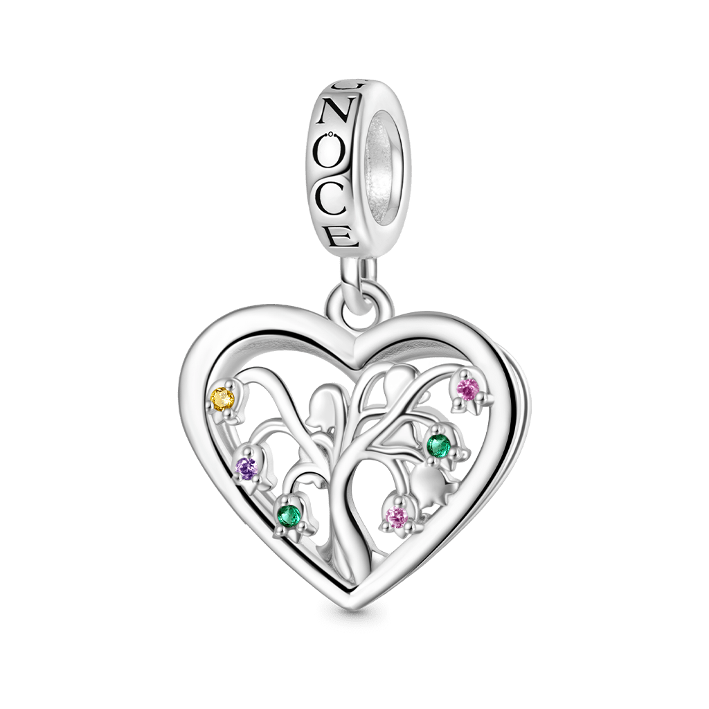 Gnoce Birthstone Lily Tree of Life Charm Platinum-plated Silver Blend_3