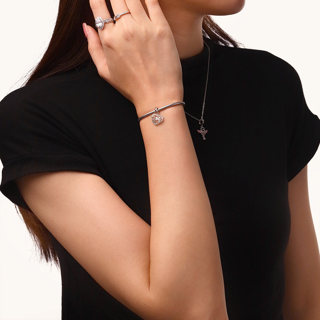 Gnoce Birthstone Lily Tree of Life Charm Platinum-plated Silver Blend_4