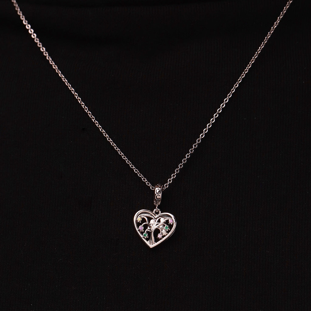 Gnoce Birthstone Lily Tree of Life Charm Platinum-plated Silver Blend_5