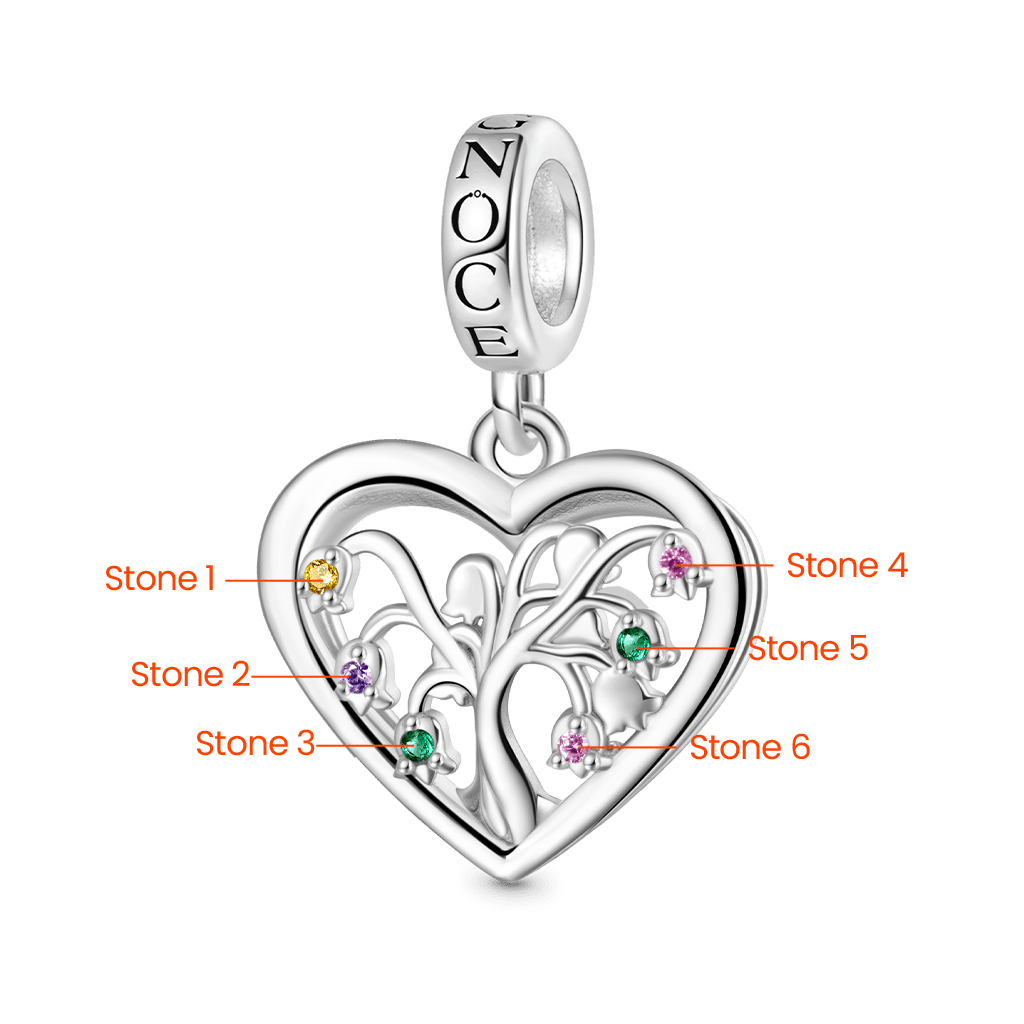 Gnoce Birthstone Lily Tree of Life Charm Platinum-plated Silver Blend_2