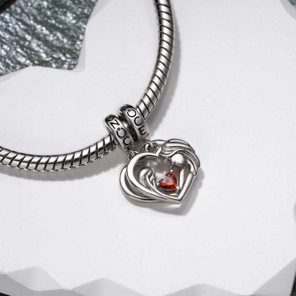 Gnoce Mother's Day Mother Hug Daughter Heart Double Pendant Dangle Charm_6