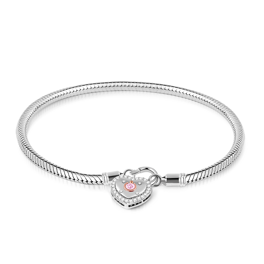 Gnoce "Open My Heart Lock" 925 Sterling Silver Heart shaped Lock and Key Bracelet For Loved One_1