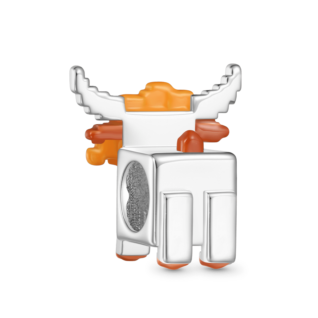Gnoce Pixel Cartoon Highland Cow Charm Platinum-plated Silver Blend_2