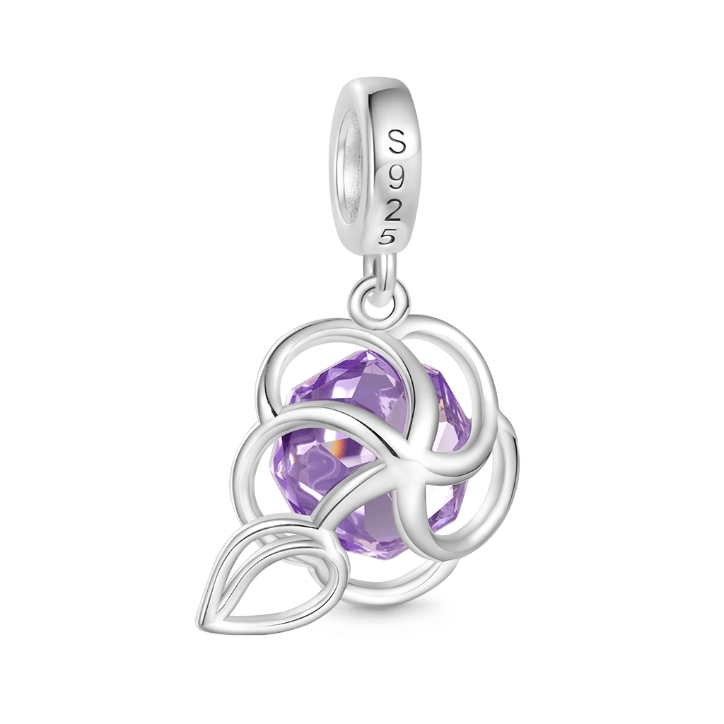 Gnoce Rose-cut Birthstone Floral Charm Platinum-plated Silver Blend_2