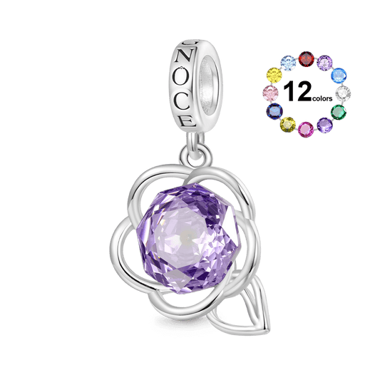 Gnoce Rose-cut Birthstone Floral Charm Platinum-plated Silver Blend_1