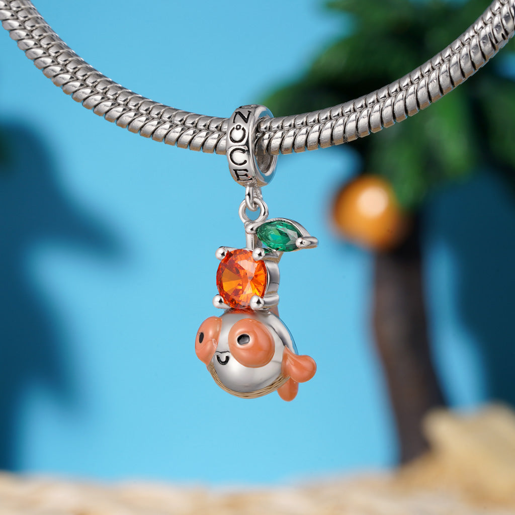 Gnoce Bubble-eye Goldfish Charm Platinum-plated Silver Blend_3