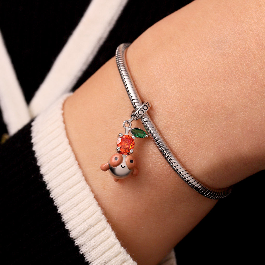 Gnoce Bubble-eye Goldfish Charm Platinum-plated Silver Blend_6