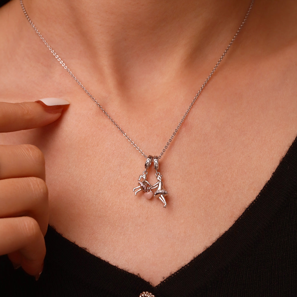 Gnoce Holding Hand Double Charm Platinum-plated Silver Blend_6