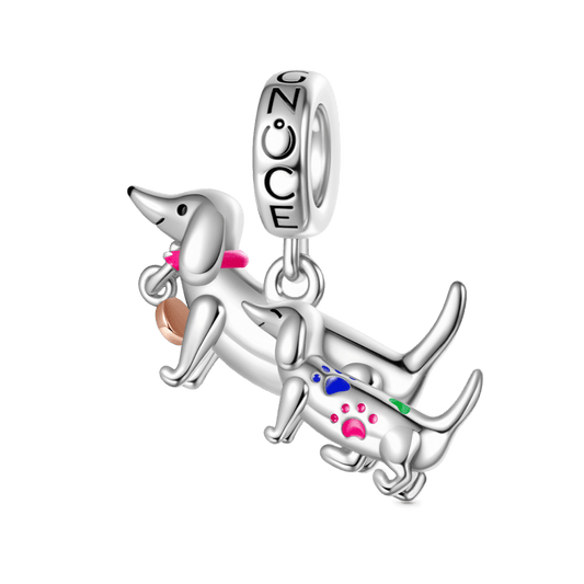 Gnoce Dachshund Mother Child Tender Moment Pendant Dangle Charm_1