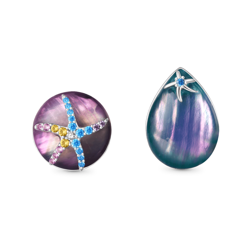 Gnoce Ocean Aurora Mother of Pearl Earrings Platinum-plated Silver Blend_1