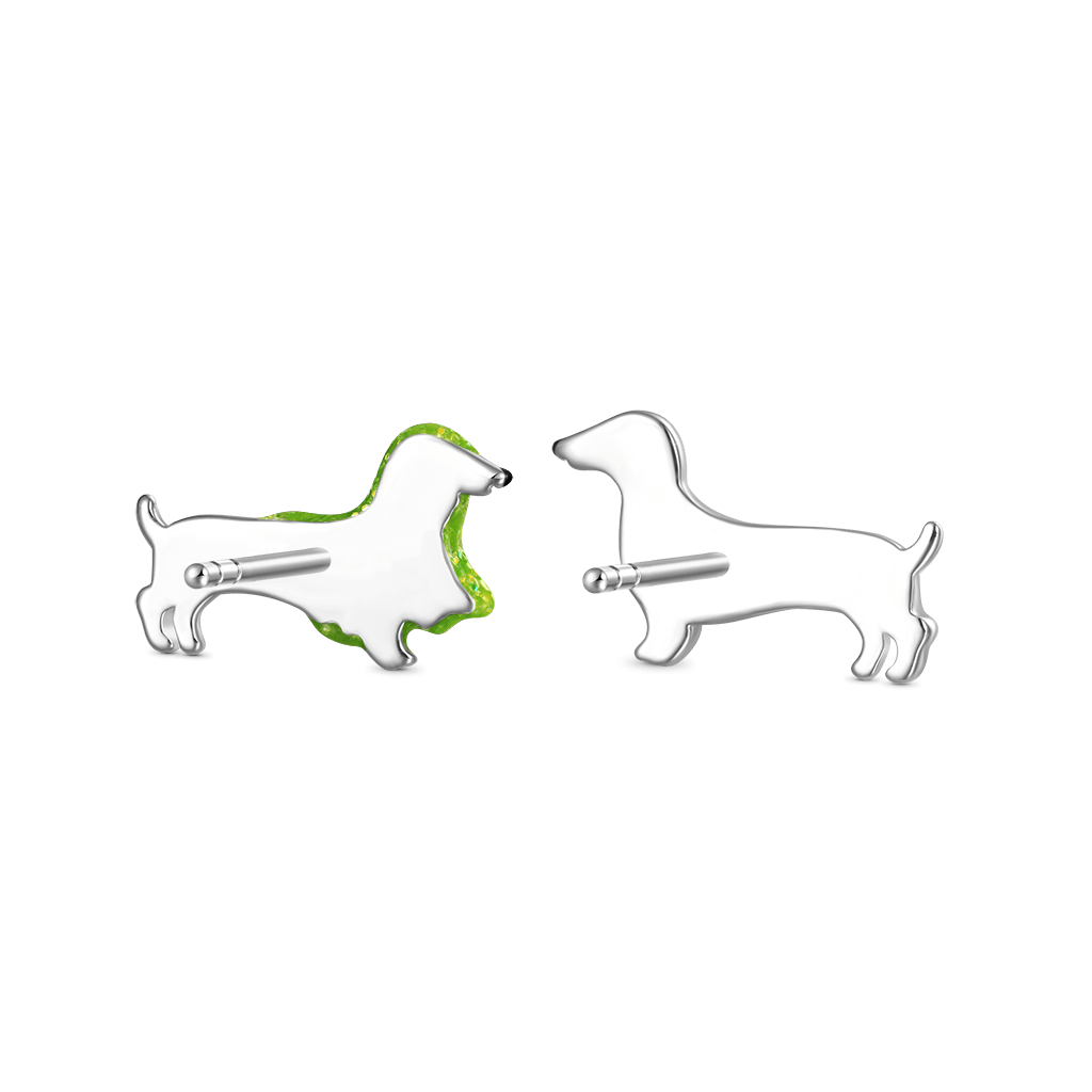 Gnoce Glow-in-the-Dark Dachshund Earrings Platinum-plated Silver Blend_3