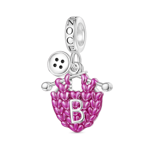 Gnoce Initial Letter Knitted Sweater Charm Platinum-plated Silver Blend_1