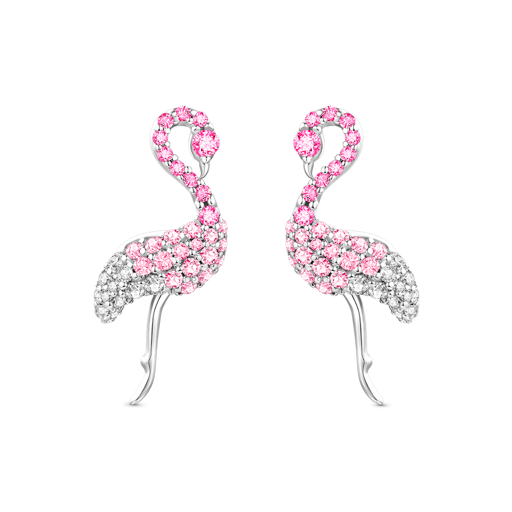 Gnoce Pink Flamingo Earrings Platinum-plated Silver Blend_1
