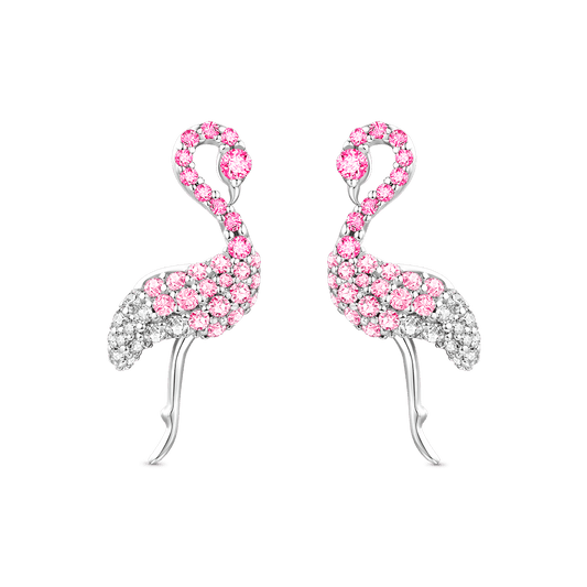 Gnoce Pink Flamingo Earrings Platinum-plated Silver Blend_1