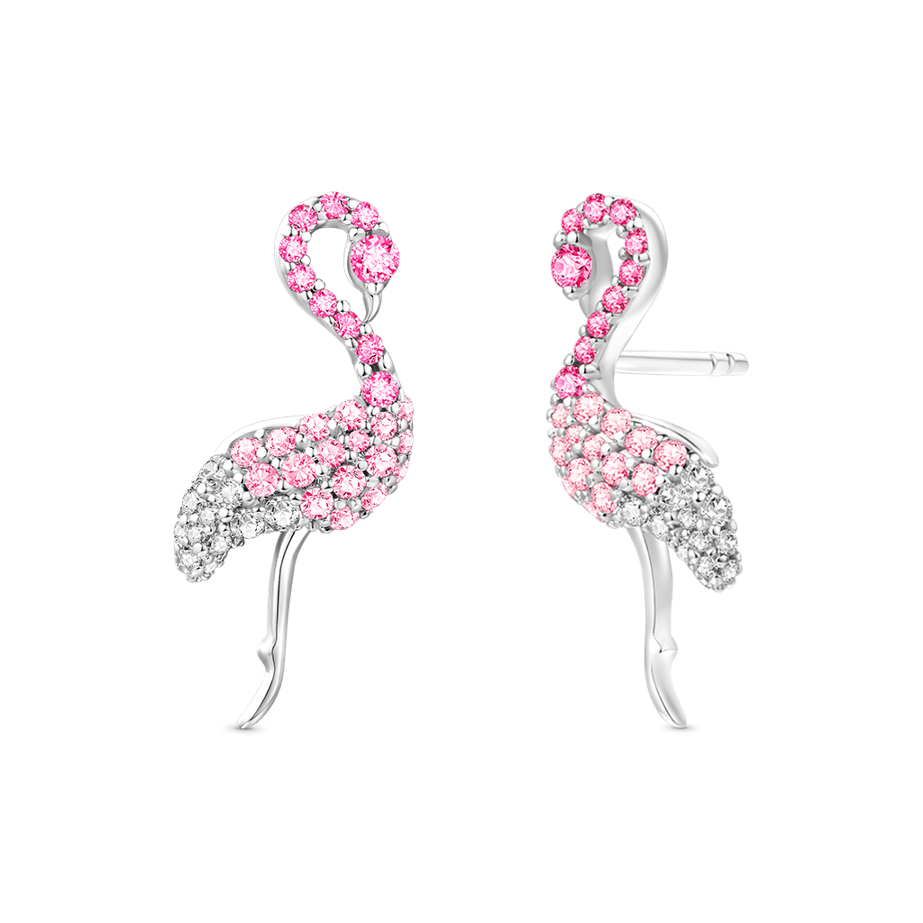 Gnoce Pink Flamingo Earrings Platinum-plated Silver Blend_2