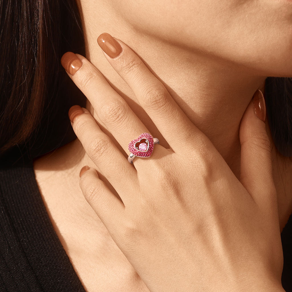 Gnoce Sparkling Pavé Heart Dancing Ring_7
