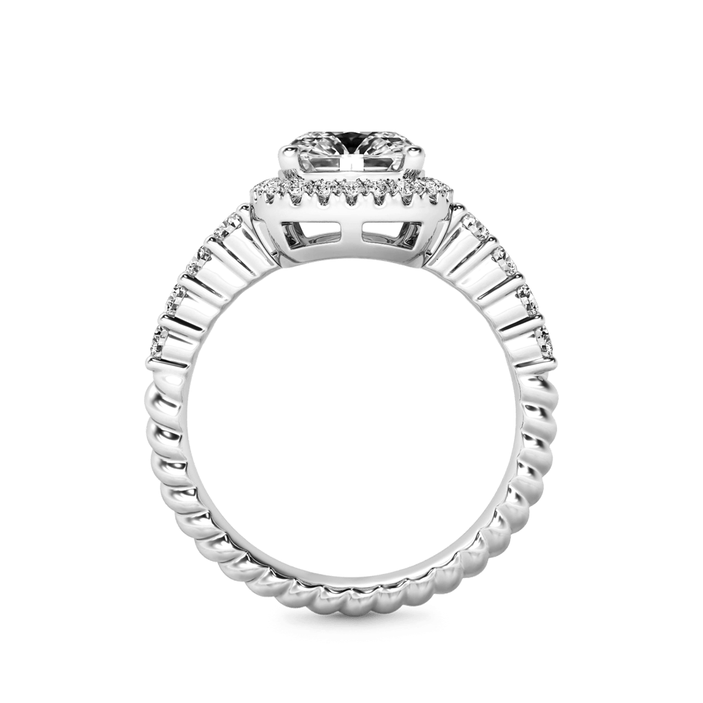 Gnoce Cushion-cut Halo Side Stone Ring Platinum-plated Silver Blend_4