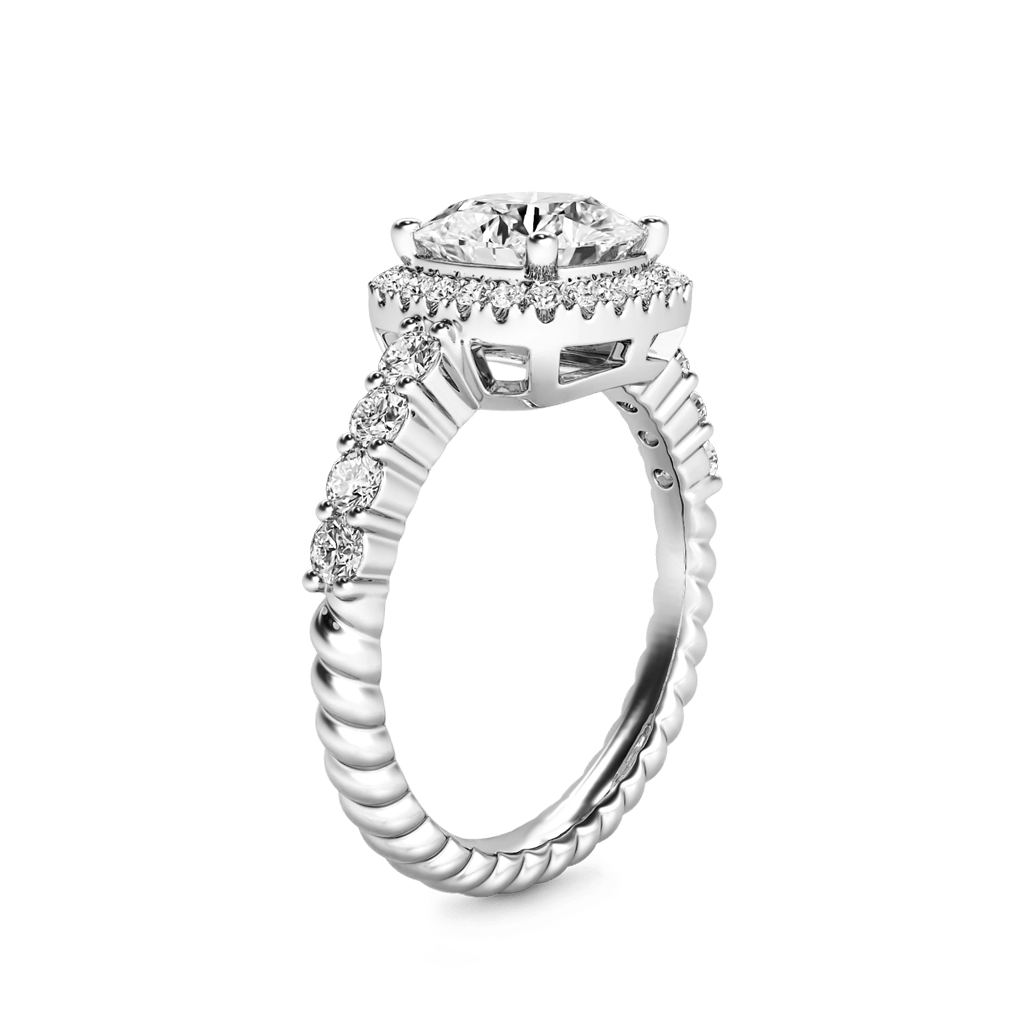 Gnoce Cushion-cut Halo Side Stone Ring Platinum-plated Silver Blend_2
