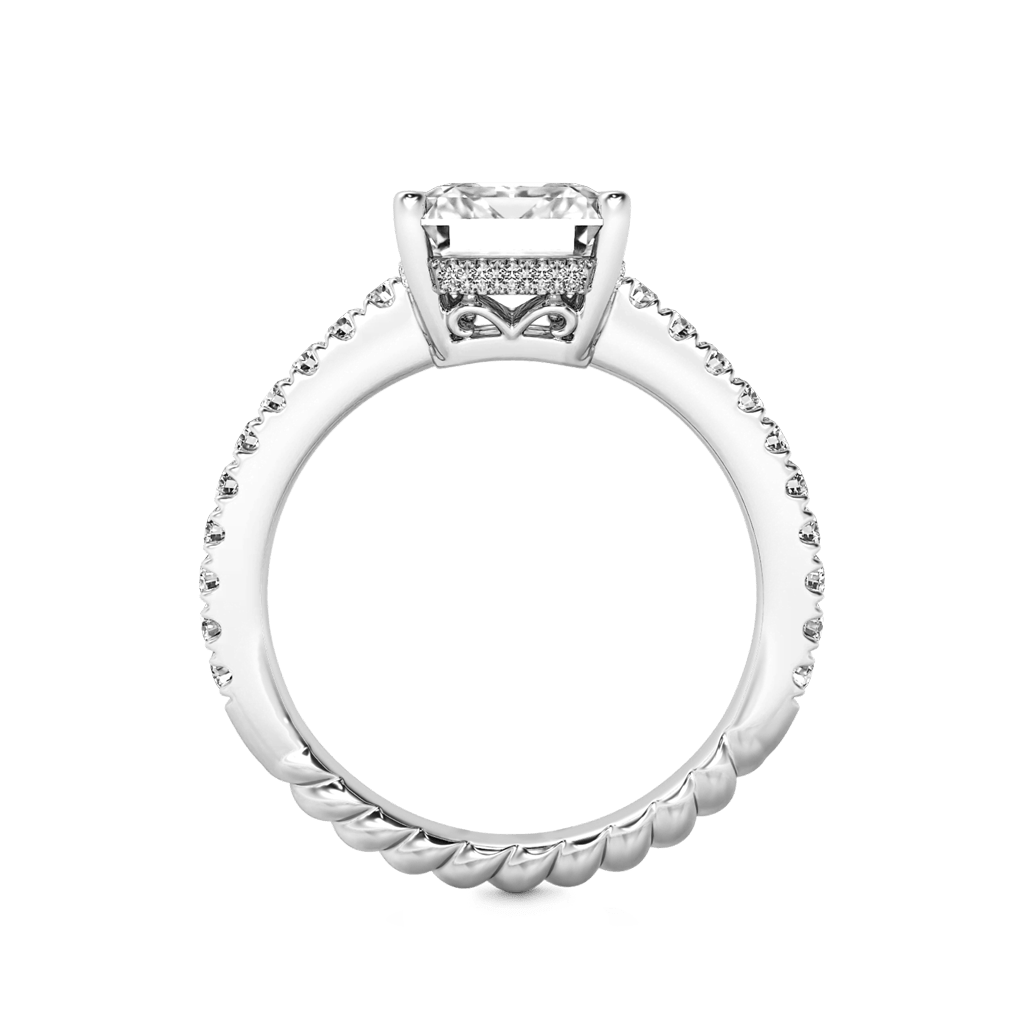 Gnoce Radiant-cut Side Stone Ring Platinum-plated Silver Blend_3