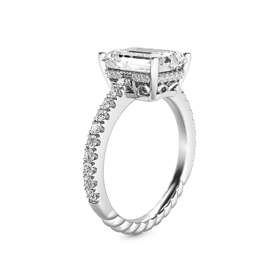Gnoce Radiant-cut Side Stone Ring Platinum-plated Silver Blend_4