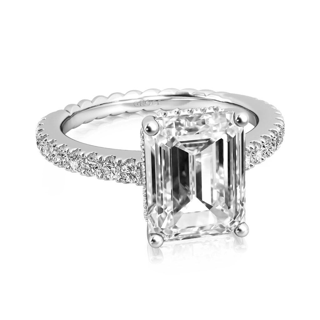 Gnoce Radiant-cut Side Stone Ring Platinum-plated Silver Blend_2