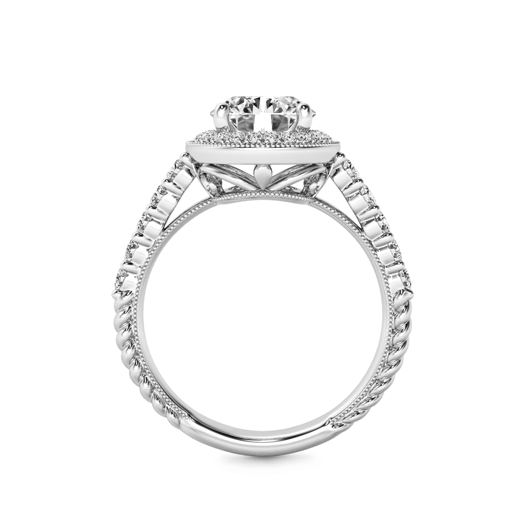 Gnoce Round Cut Halo Milgrain Ring Platinum-plated Silver Blend_2