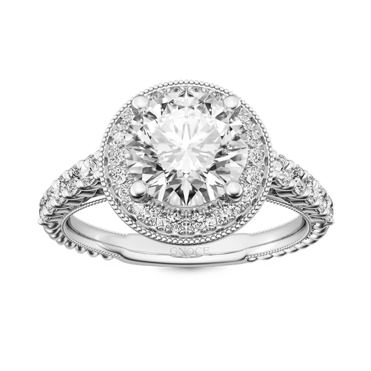 Gnoce Round Cut Halo Milgrain Ring Platinum-plated Silver Blend_1