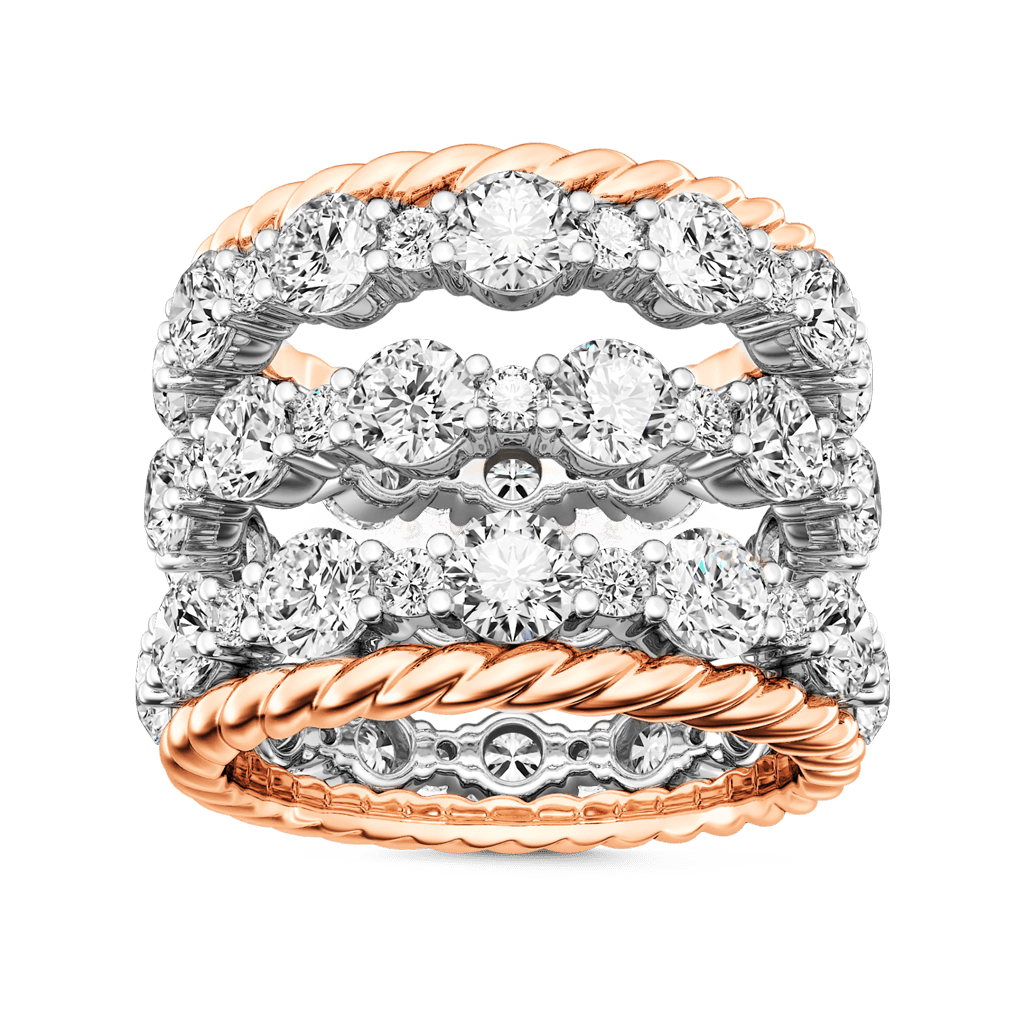Gnoce Stackable Two-tone Paved Trio Ring Set_1