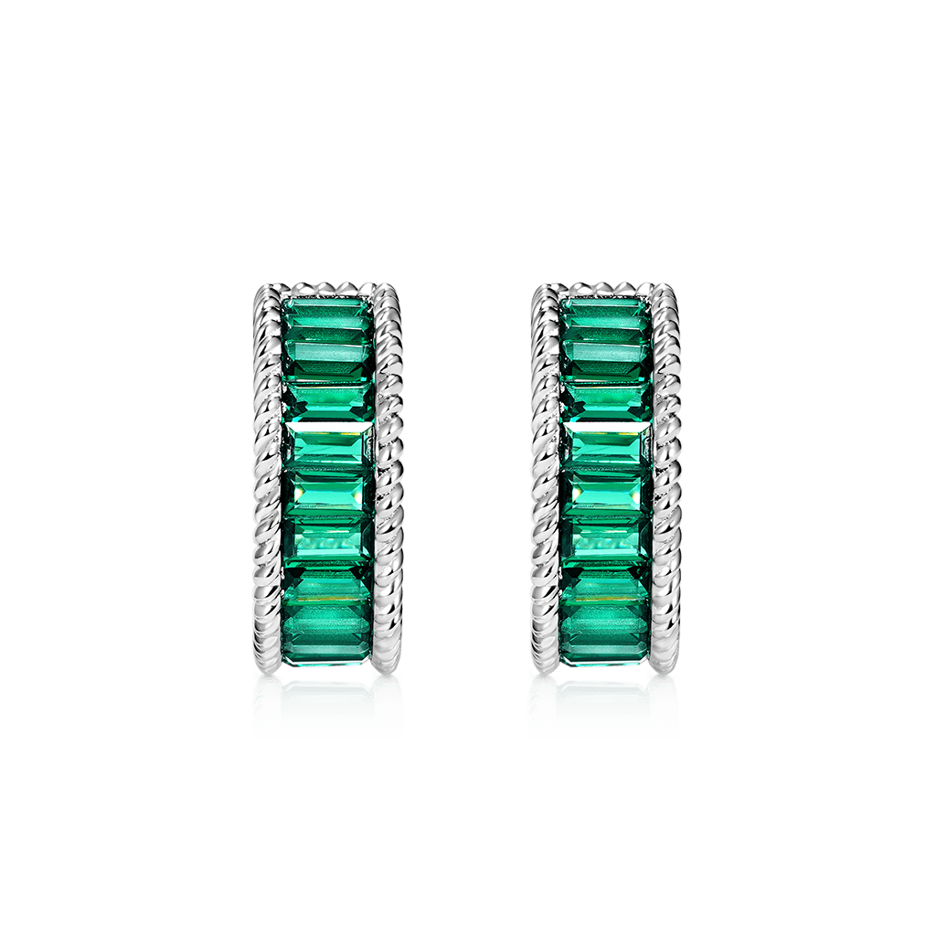 Gnoce Twisted Rope C Hoop Earrings Platinum-plated Silver Blend_2