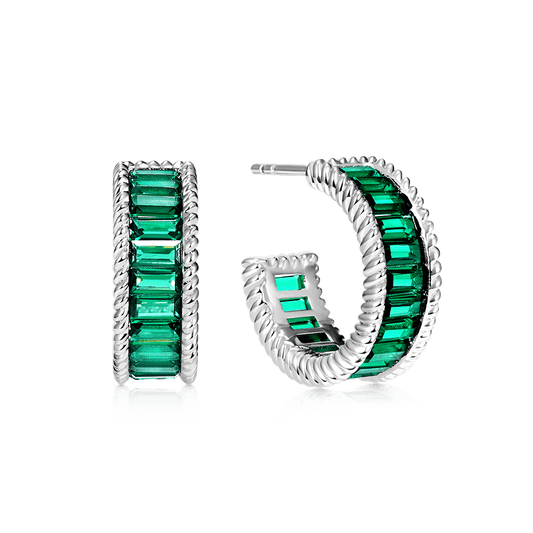 Gnoce Twisted Rope C Hoop Earrings Platinum-plated Silver Blend_1
