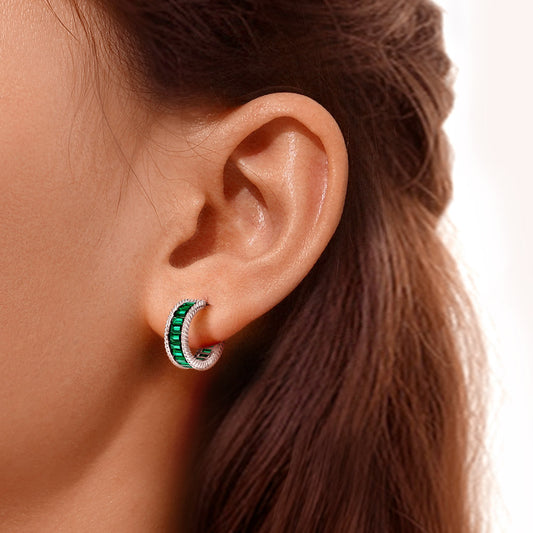 Gnoce Twisted Rope C Hoop Earrings Platinum-plated Silver Blend_5