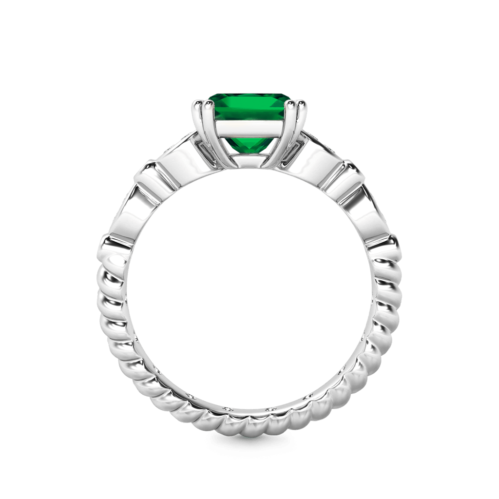 Gnoce Princess Cut Emerald Ring Platinum-plated Silver Blend_3