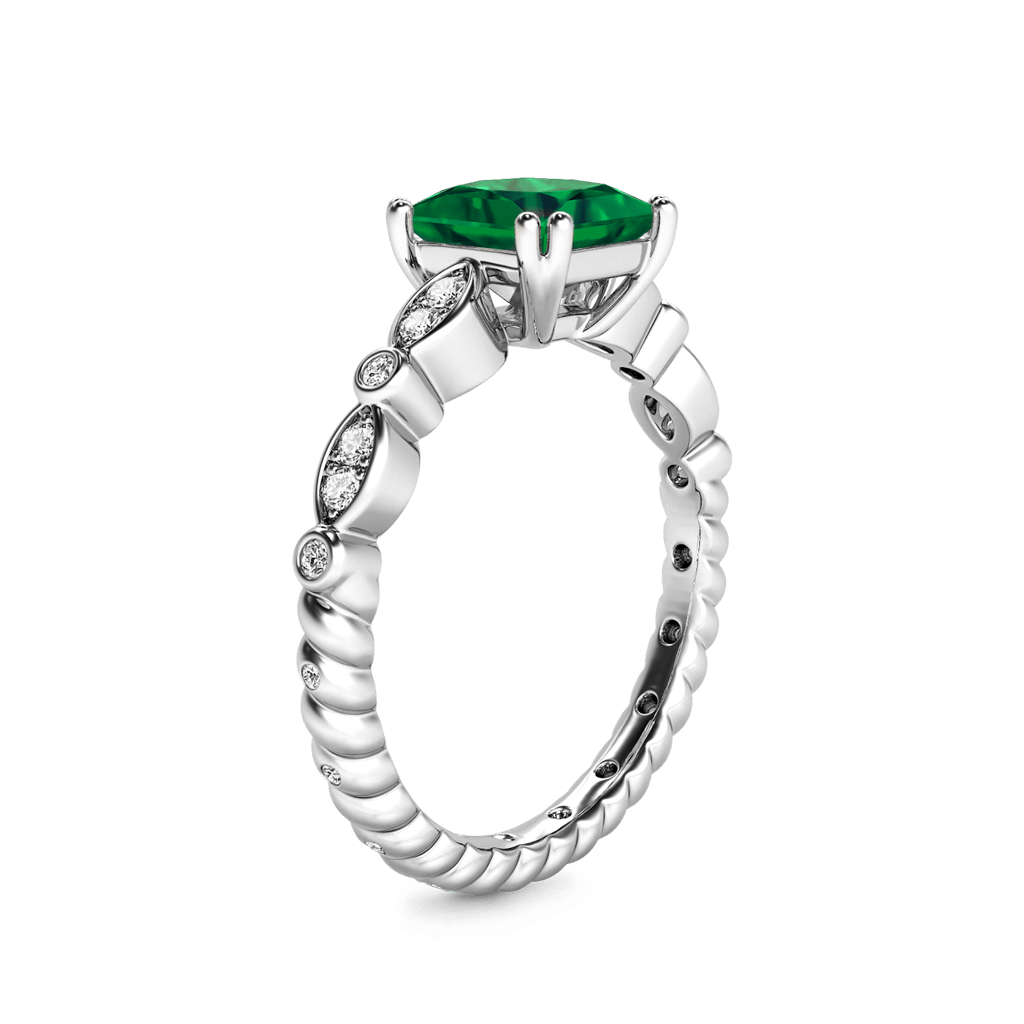 Gnoce Vintage Princess Cut Emerald Engagement Ring_4