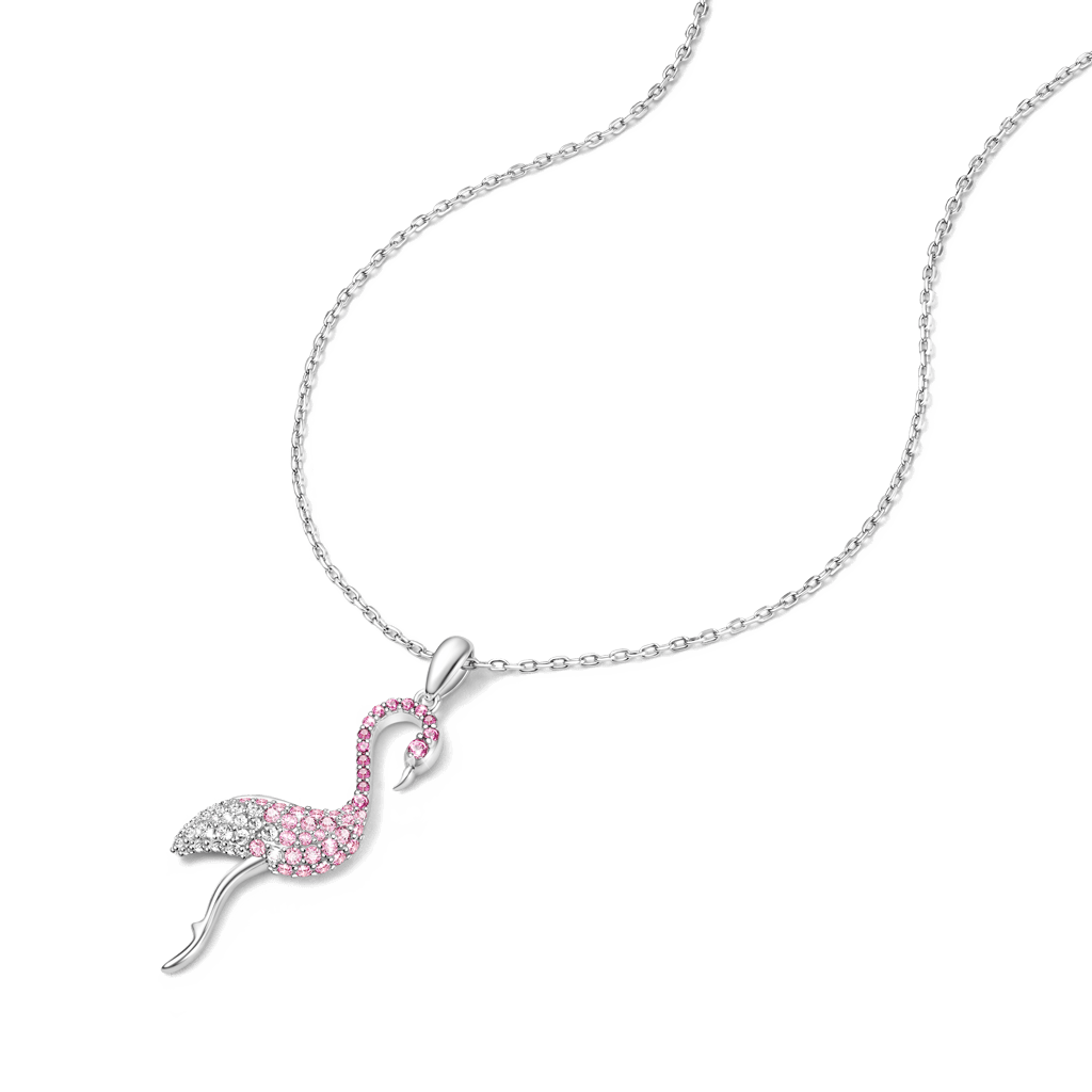 Gnoce Gradient Pink Flamingo Pave Pendant Necklace_4